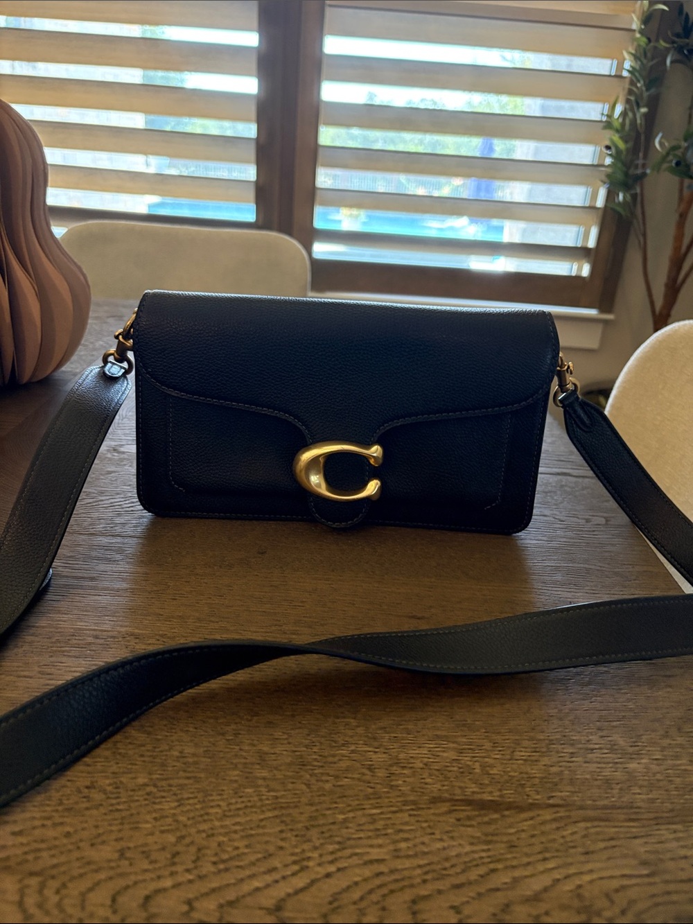 Coach Black Leather Crossbody with Gold 'C' Hardware